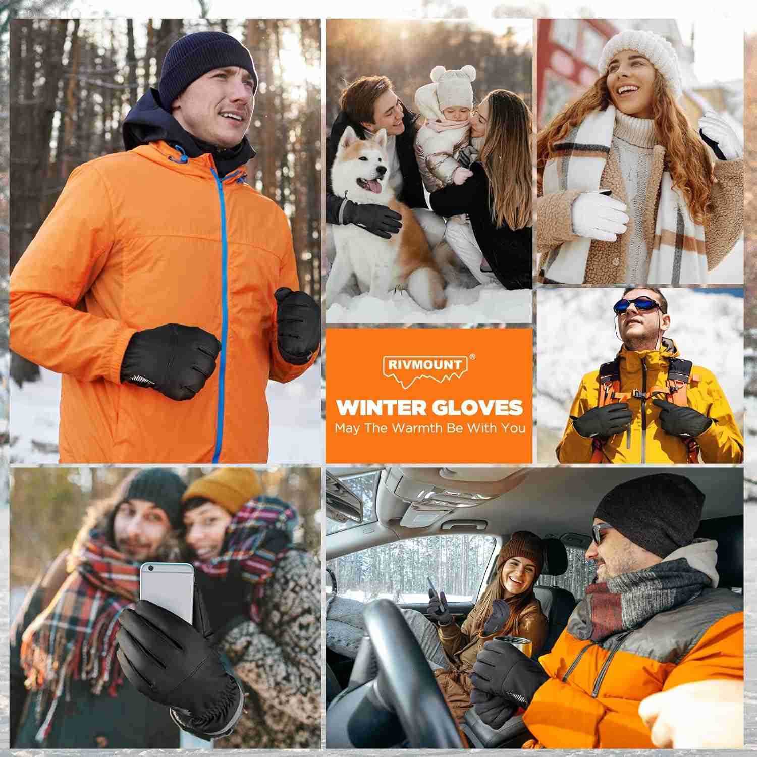 Winter Waterproof Ski Snow Warm Gloves for Women Men Windproof Cold Weather Thermal with Touchscreen Fingers for Running Driving Cycling Hiking Biking