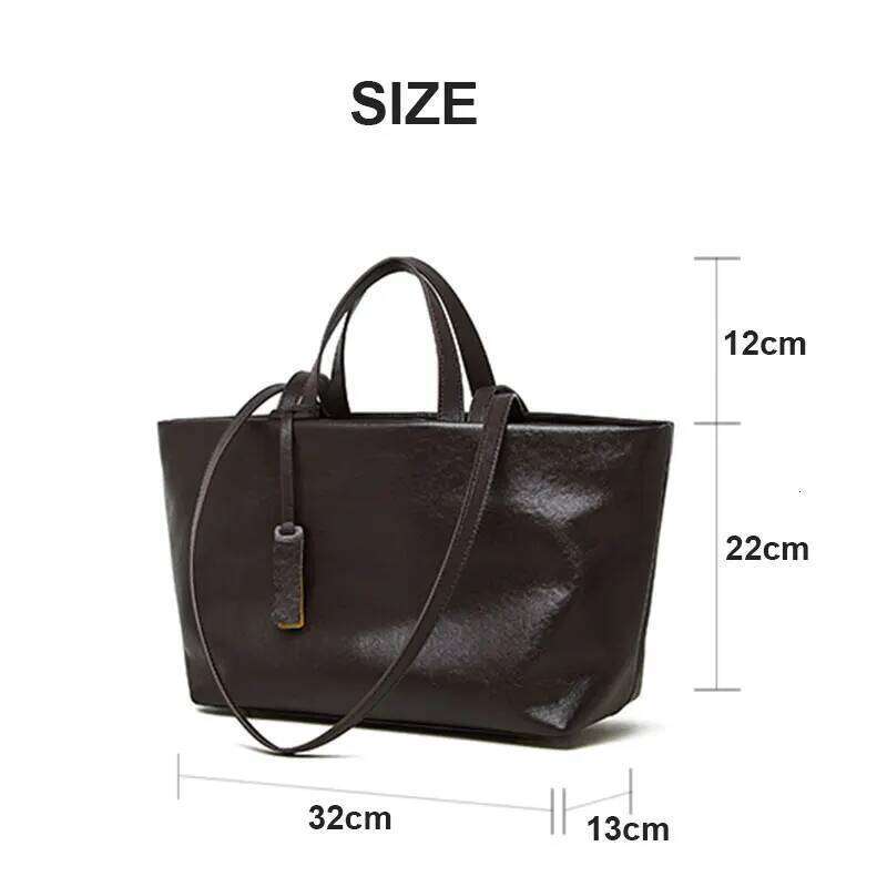 Genuine Leather Woman Tote Bags Vintage Designer Women's Shoulder Bag Fashion Soft Cowhide Large Capacity Handbags 2907 250911