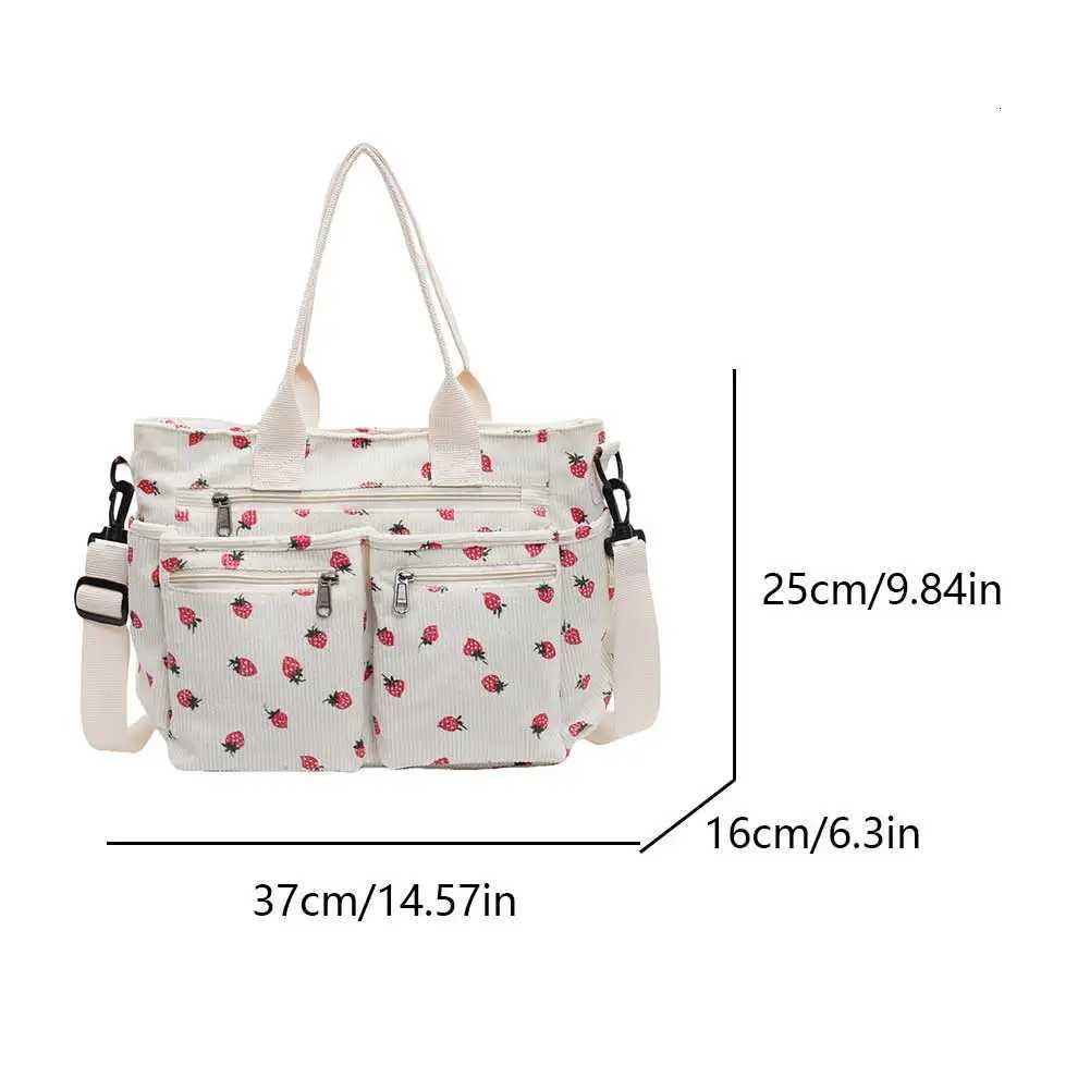 Women Strawberry Shoulder Bag Fashion Corduroy Tote Bag Large Capacity Stylish Crossbody Bag Simple Messenger Bag Chic Hobo Bag W250911