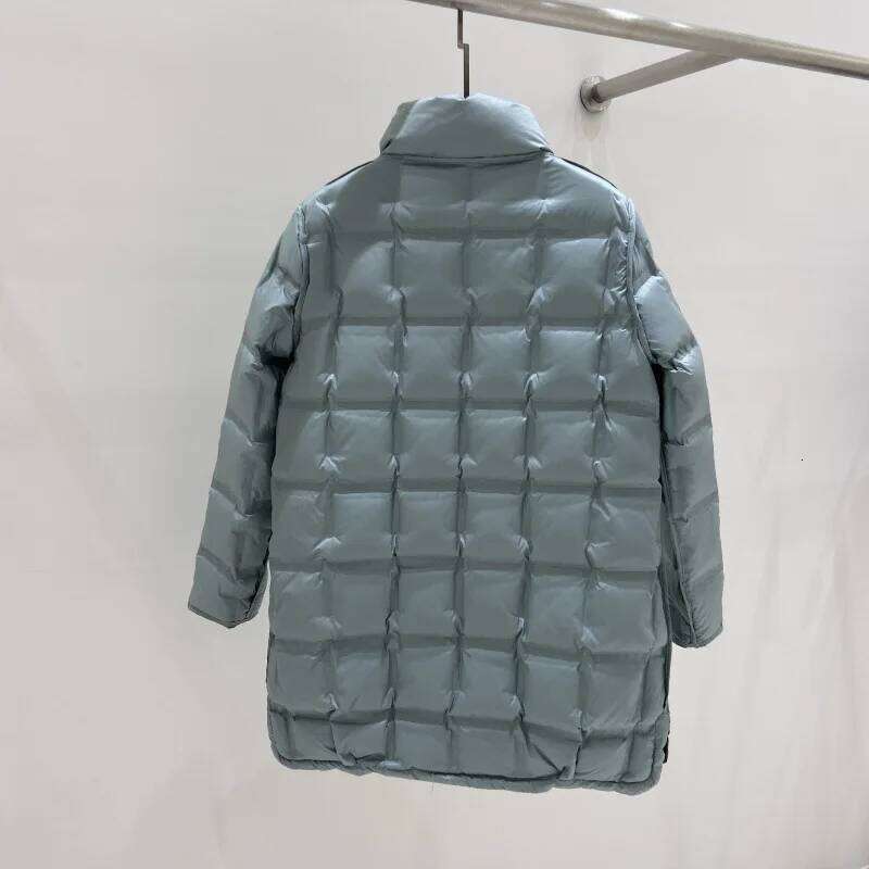Lagabogy 2025 Autumn Winter Women Single Breasted Puffer Coat Warm 90% White Duck Down Jacket Female Long Double Sided Outwears