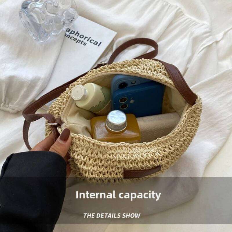 Knitted Purses And Handbags Shoulder Straw Woven Side Ladies Handbag Beach Bag Crossbody Bags For Women