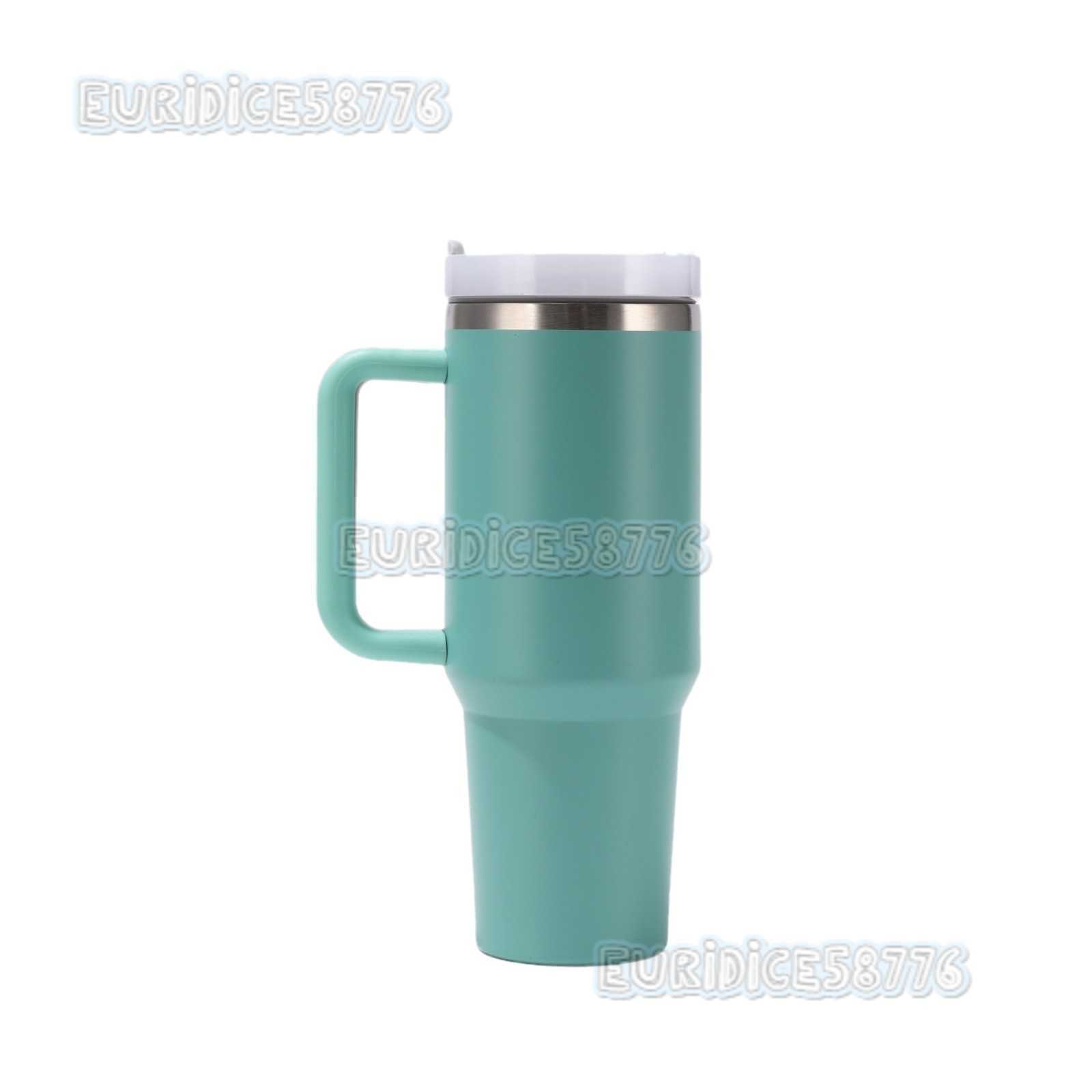 New 304 Stainless Steel Insulated Cup 40oz with Handle Portable Car Cup Doublelayer Straw Straight Cup H250911