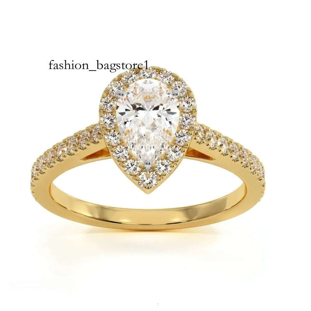 Halo Engagement Rings Wedding Moissanite Ring Pear 1ct 14k White Yellow Gold Jewelry