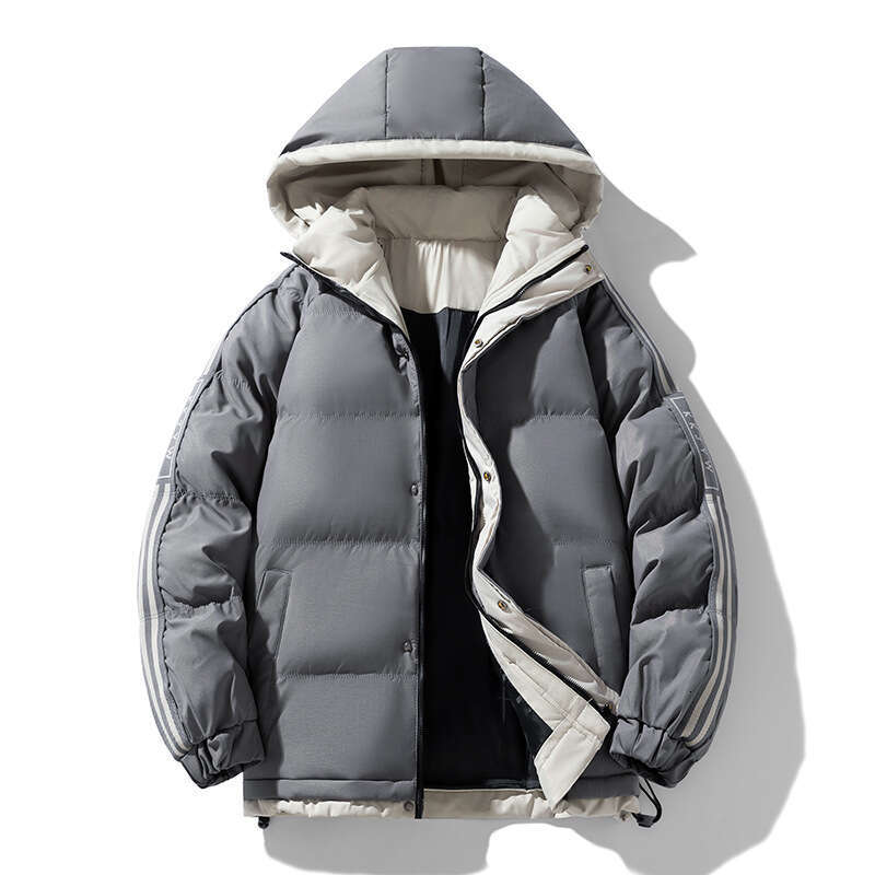 Men's Winter Loose Waterproof Thickened Cotton Casual Warm Puffer Jacket with Hood