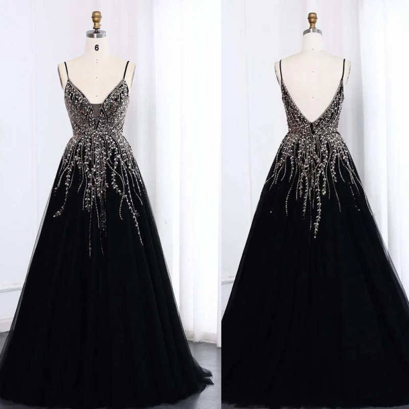 Luxury Women Evening Dresses Spaghetti Straps Sleeveless Crystal Glitter Bridal Wedding Party Prom Gowns Customized All Sizes
