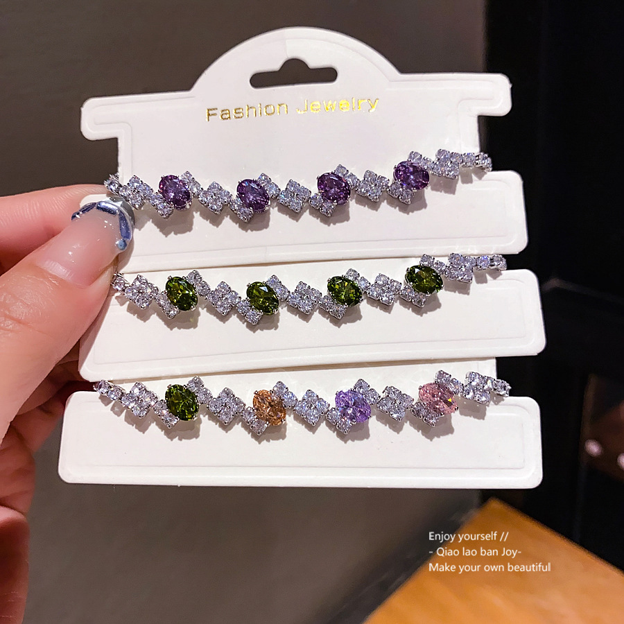 Silver - Toned Bracelet With Sparkly Mixed - Cut Crystals, Delicate Chain Design Glamorous Daily & Elegant Jewelry Gift For Her High - Quality And Shi