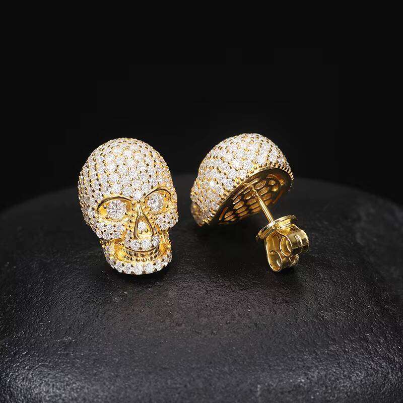 Fashion Skull S Sterling Sier Moissanite Stud Earrings Screw Back GRA Certificated Can Dia Test Jewelry