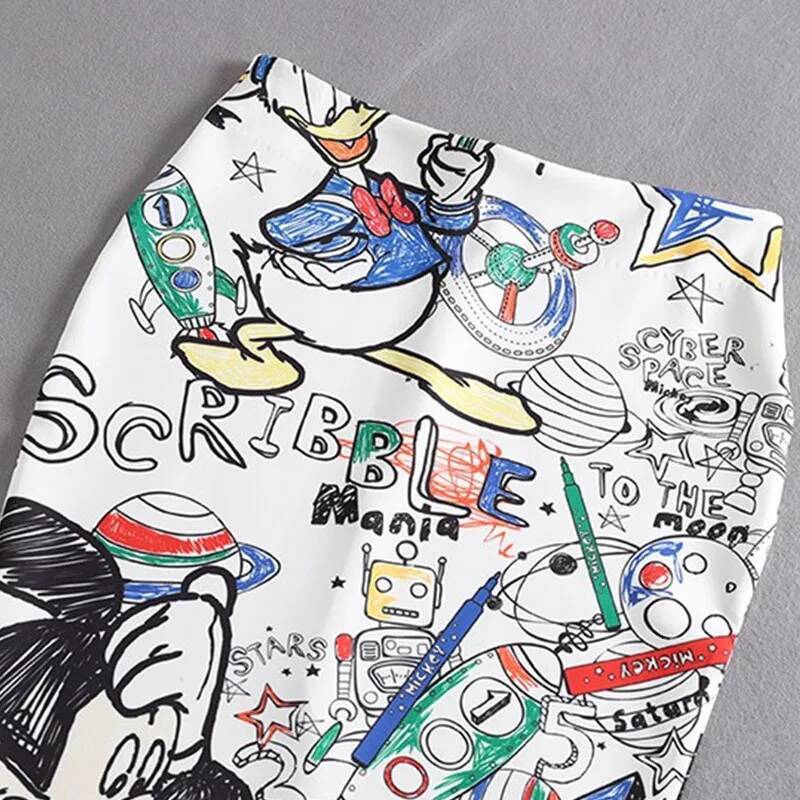 Women's Pencil Skirt High Waist Slim Skirts Print New Large Size Japan Cartoon Summer Young Girl Female Falda Sexy & Club dongdumaoyi