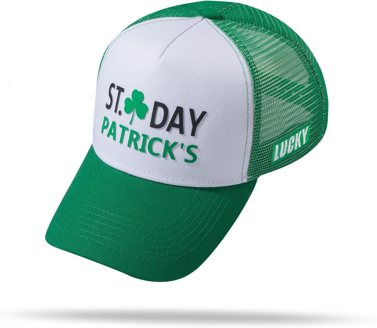St. Patrick's Day Hat for Men & Women, Shamrock Green Baseball Cap, Lucky Clover Mesh Trucker Hats, Irish Accessories