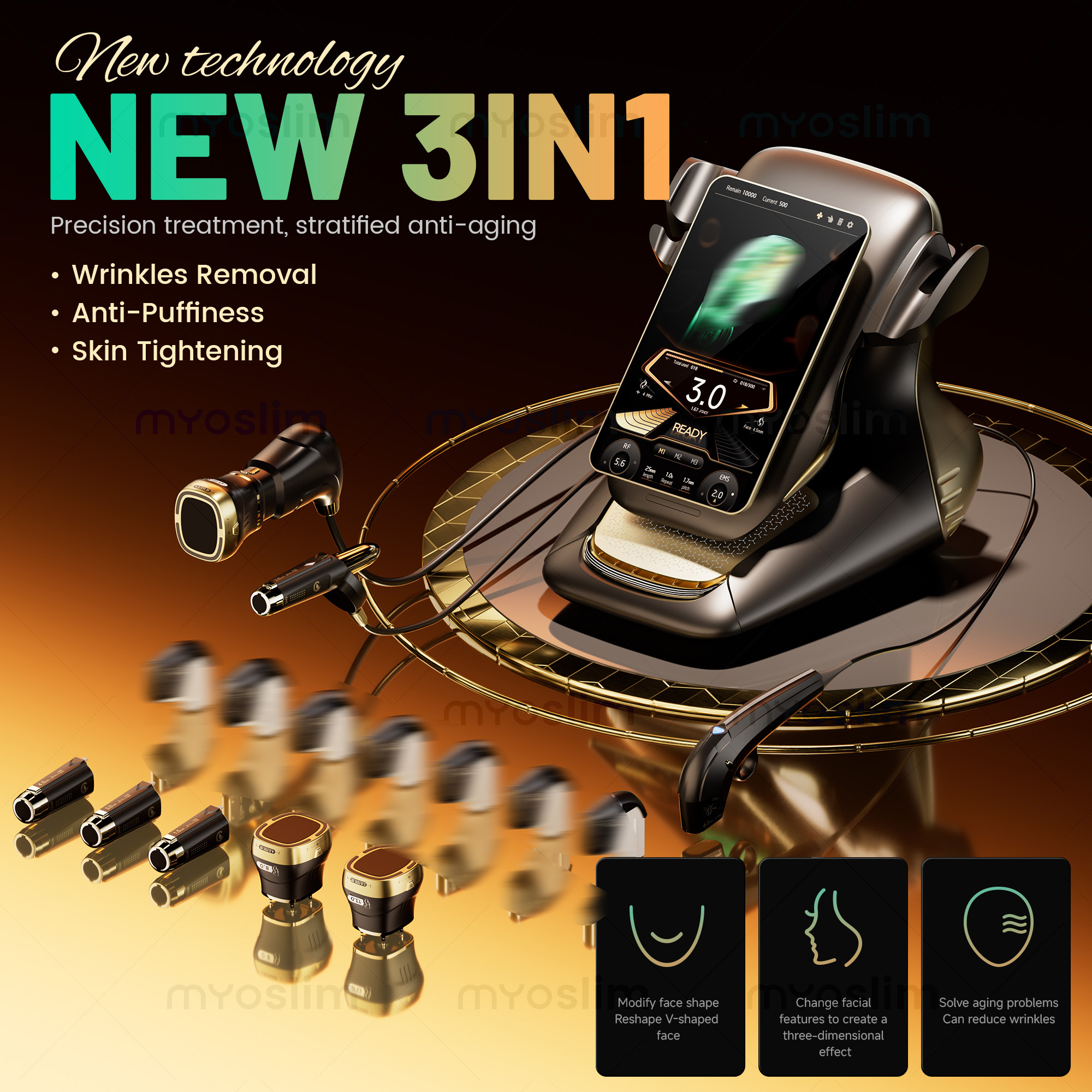 25D Professional Max Hifu 360 Body and Face Skin Tightening Desktop Cosmetic Device with 3 Handles for Salon Use