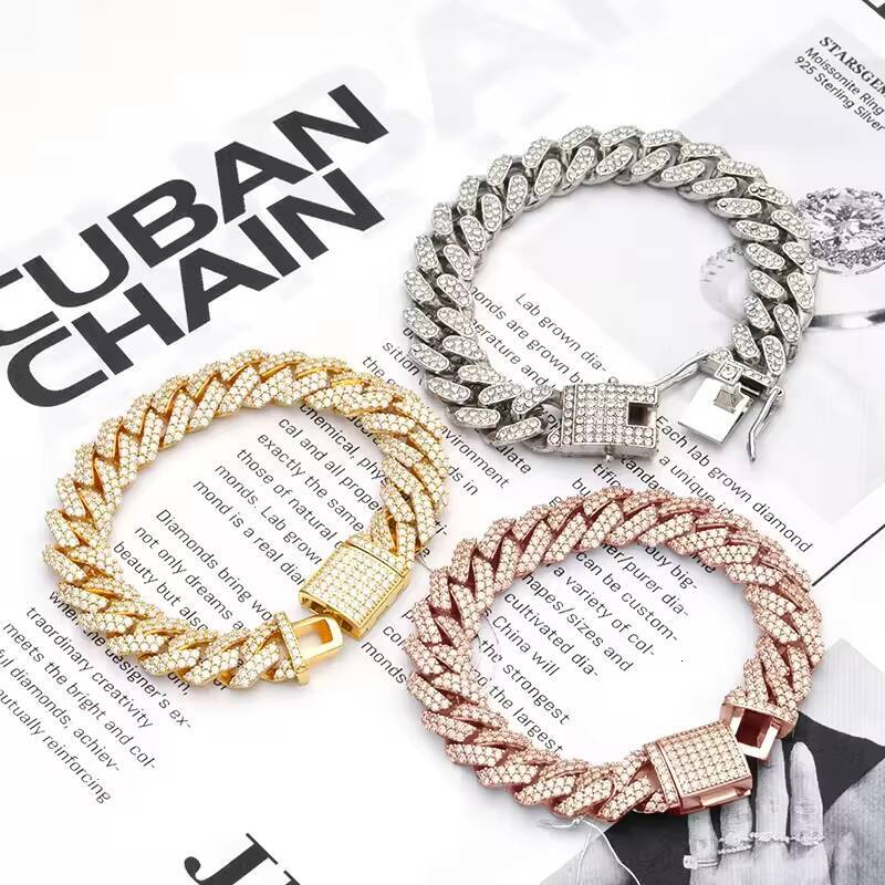 Hip Hop Style Custom VVS Moissanite 925 Sterling Silver Necklace and Bracelet Set with Iced Cuban Link Chain Custom Jewelry