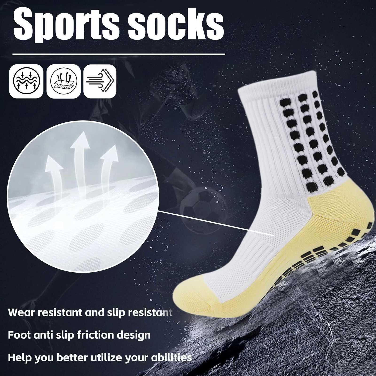 6 Pairs Men Women Non Slip Grip Socks Football Basketball Soccer Rugby Baseball Cycling Running Hiking Tennis Skateboard D250911