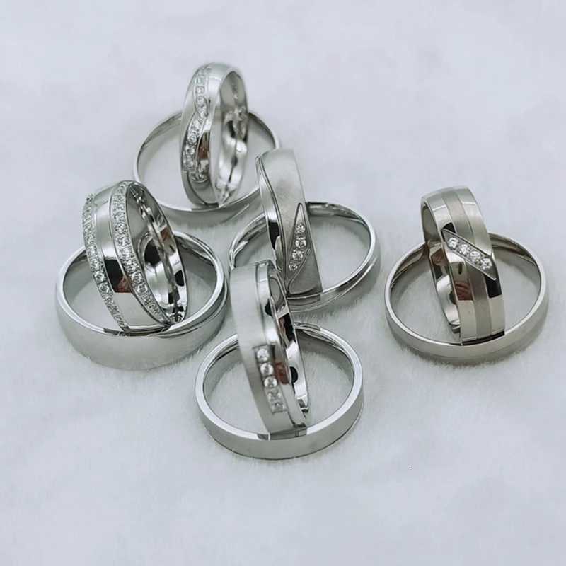 Love Marriage Alliance Couple Wedding Rings For Men And Women Silver Color Stainless Steel Ring Jewelry No Fade Or Rust W250911
