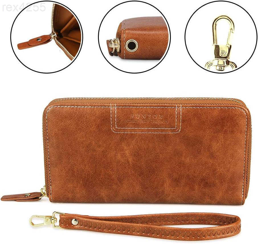 Wristlet Wallets for Women Ladies PU Vegan Leather Clutch Wallet Zip around Phone Purse Card Holder OrganizerW250911