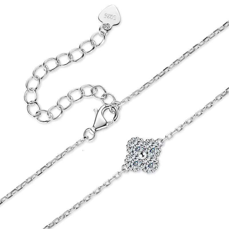 Moissanite Jewelry With Certificate Sterling Sier Clover Four-leaf Flower Adjustable Chain Bracelets for Women