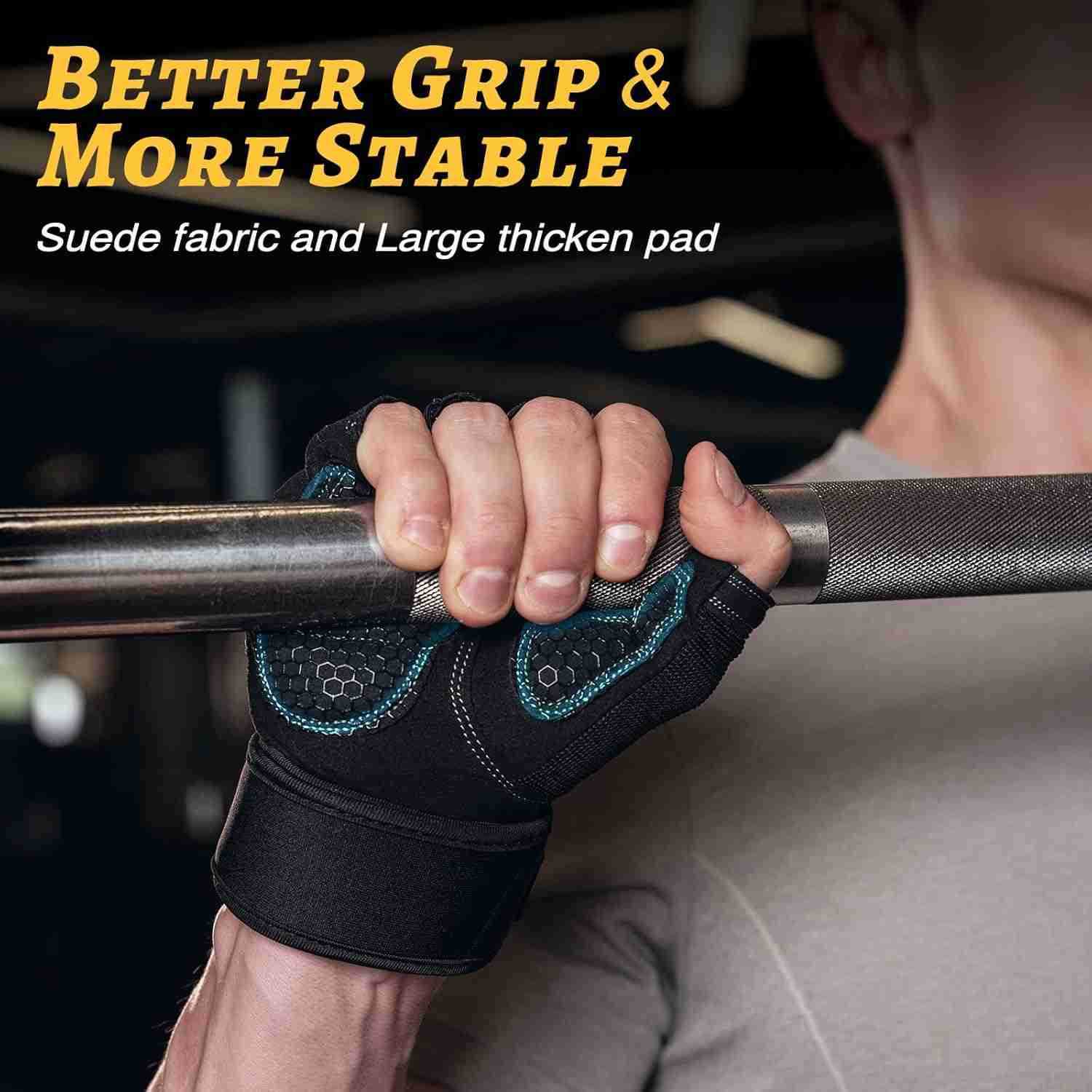 Workout Gloves with Wrist Wrap Support for Women Men Weight Lifting Gloves Fingerless Gym Gloves for Cycling Training PushupW250911
