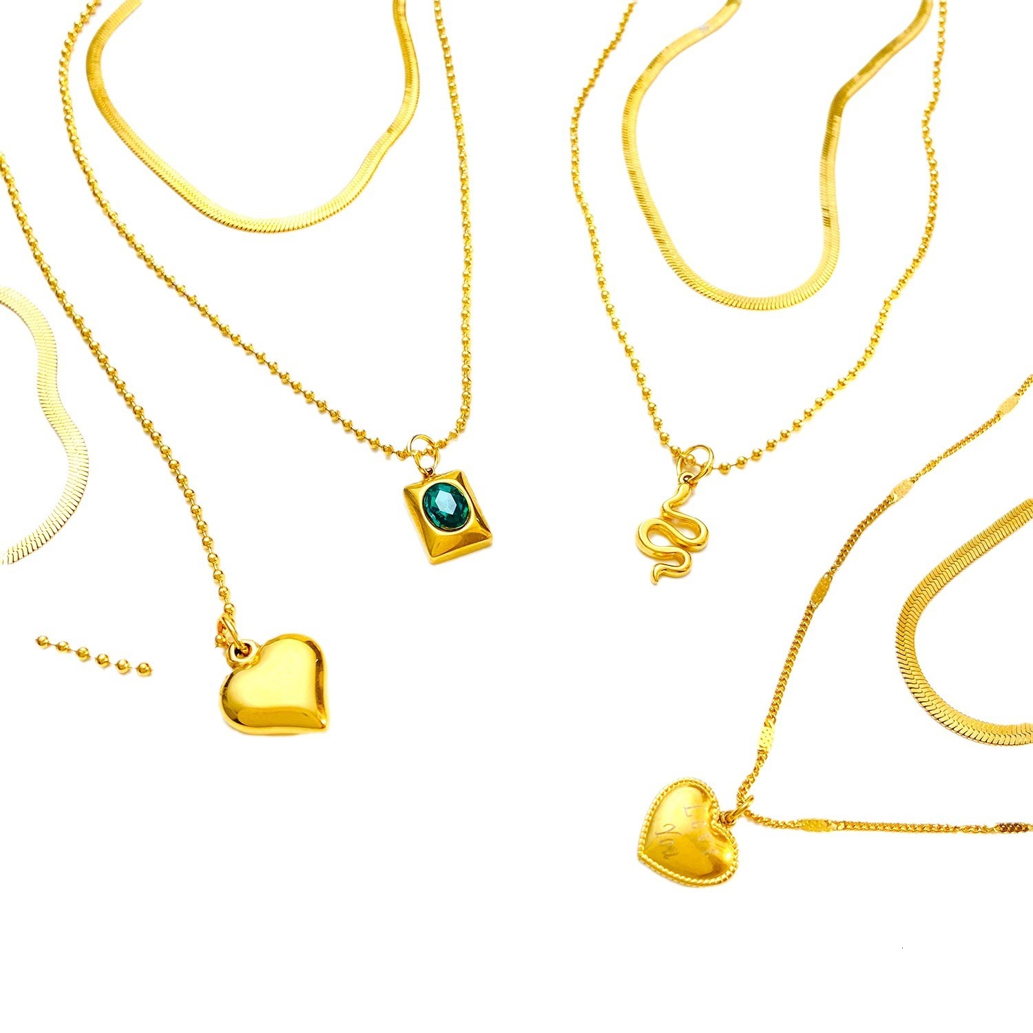 Accessories Layered Double Titanium Steel Necklace For Women Heart Bone Snake Year Sweater Chain Light High-End Feel