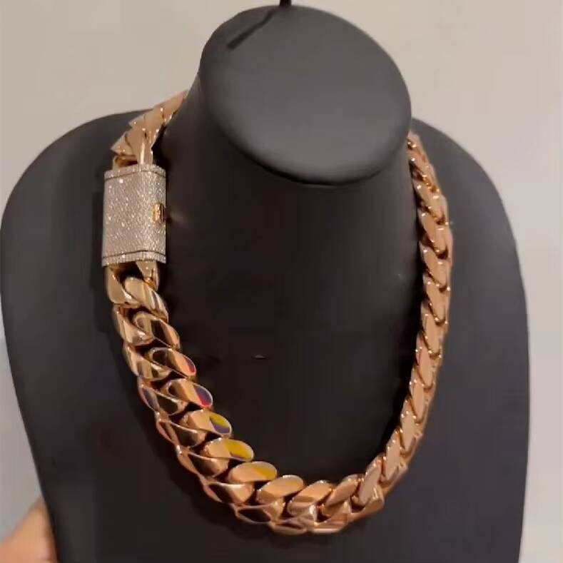 Handmade Solid 925 Silver Miami 3times 14k/18k Yellow Gold Plated Cuban Link Chain for Man baguette Moissanite Diamond Necklace