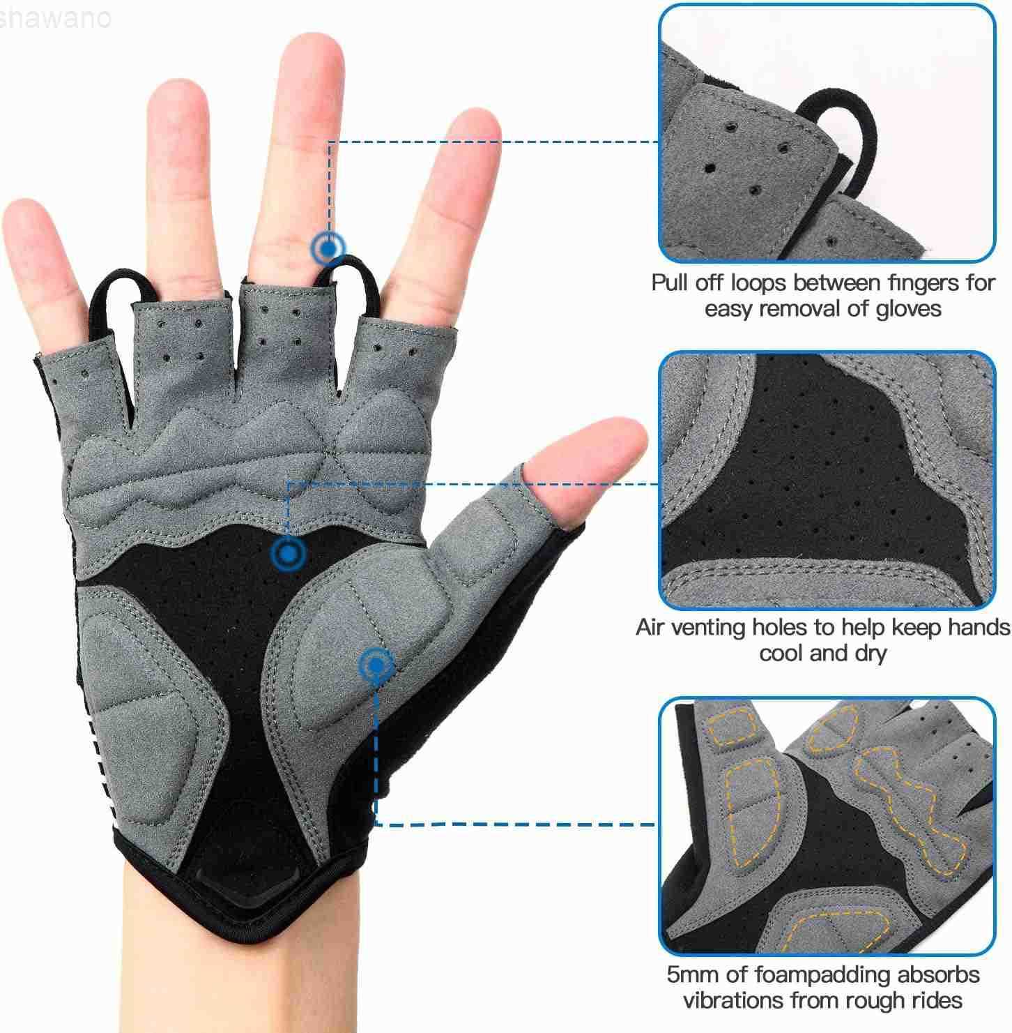 Sports Cycling Bike Gloves Padded Half Finger Bicycle Gloves with ShockAbsorbing AntiSlip Breathable MTB Road Biking Features for Men WomenW250911