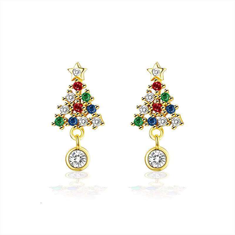 Sterling Sier Fine Stud Earrings Elegant Christmas Tree Jewelry Moissanite Colorful Dia Gold Inspired 'Little Red