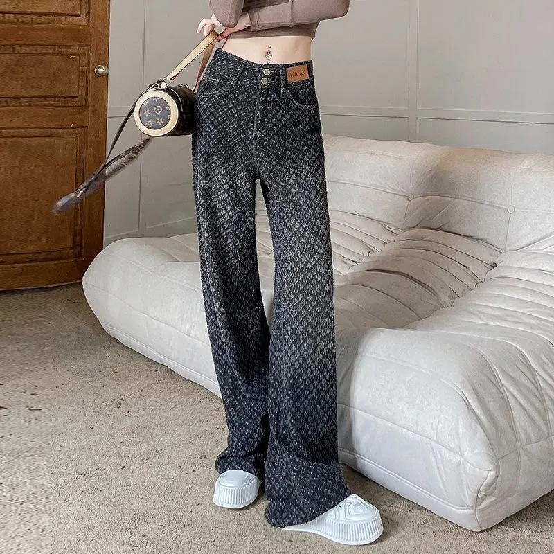 Spring Summer Fashion Office Lady Appear Thin Jeans Women Simplicity High Waist Wide Leg Trend All-match Temperament Straight 250723