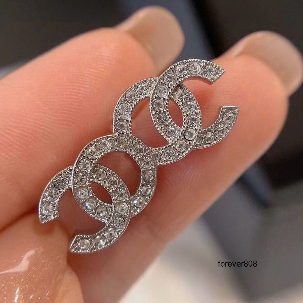 Stud Stud Earrings Diamond Woman mini Silver Plated Designer Double Letter Crystal Rhinestone Earring Jewelry Wholesale