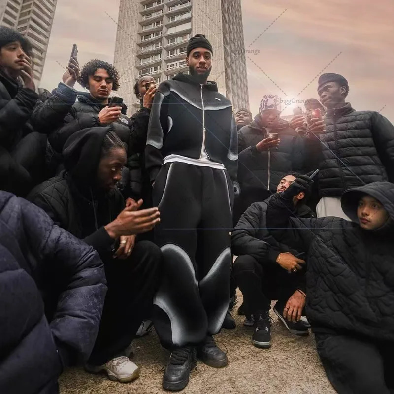 Gothic Harajuku American dark style individual men clothing Y2K fashionable casual full zipper hoodie trendy loose sweatshirt 250911