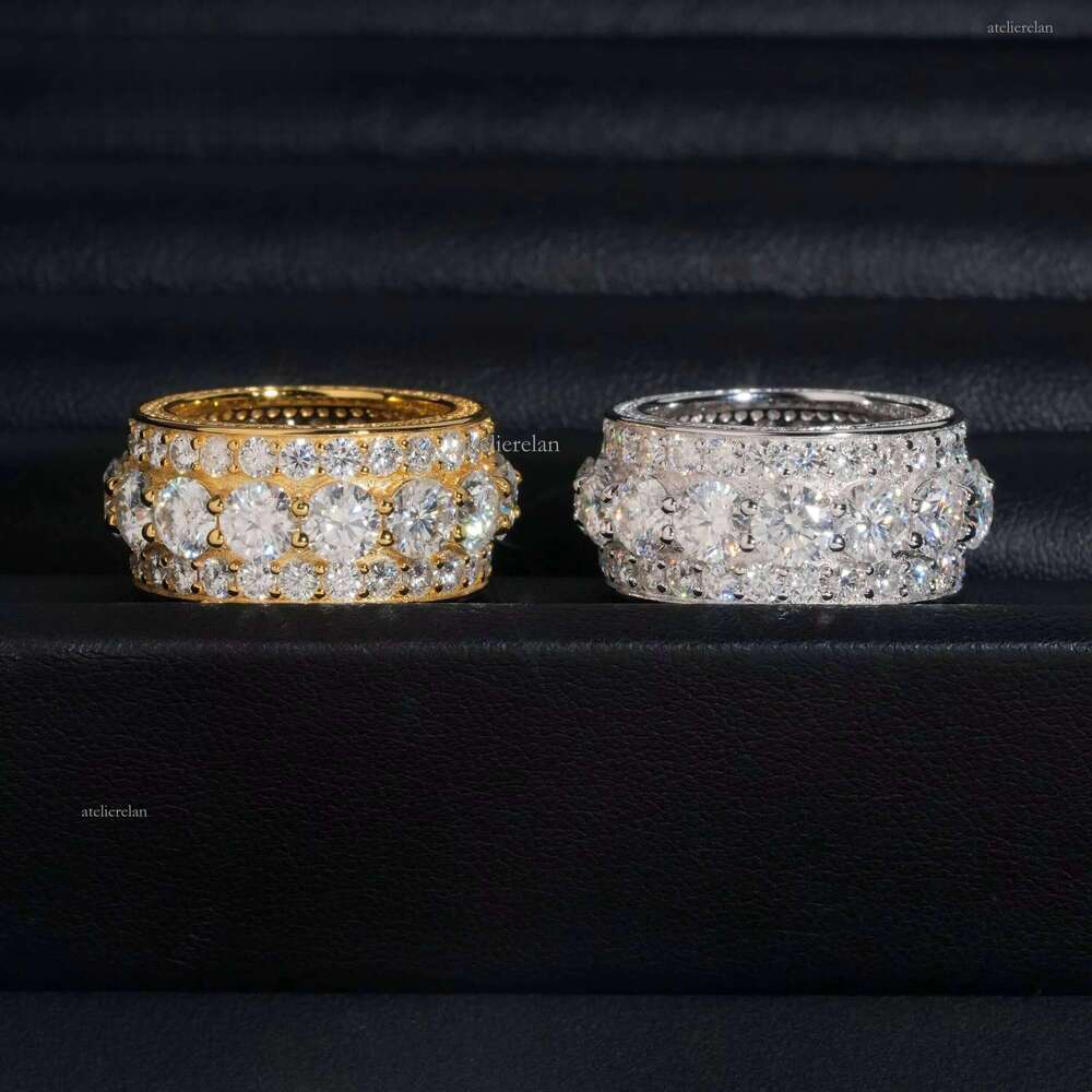Hip Hop Fashion Jewelry Gold Plated Solid Sterling Sier Dia Men Rings Iced Out Moissanite Ring