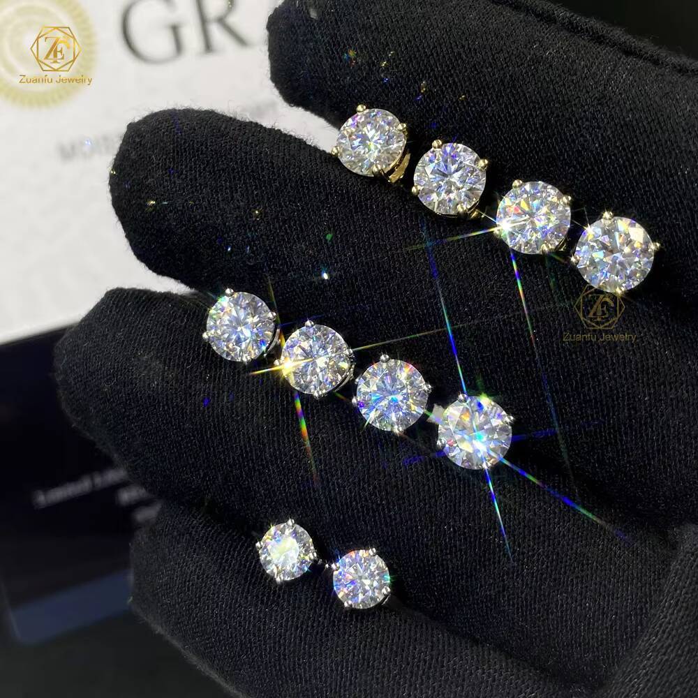 Wholesale Price D Color 1Carat VVS Diamond Moissanite Earring 925 Sterling Silver Moissanite Stud Earrings for Men Women