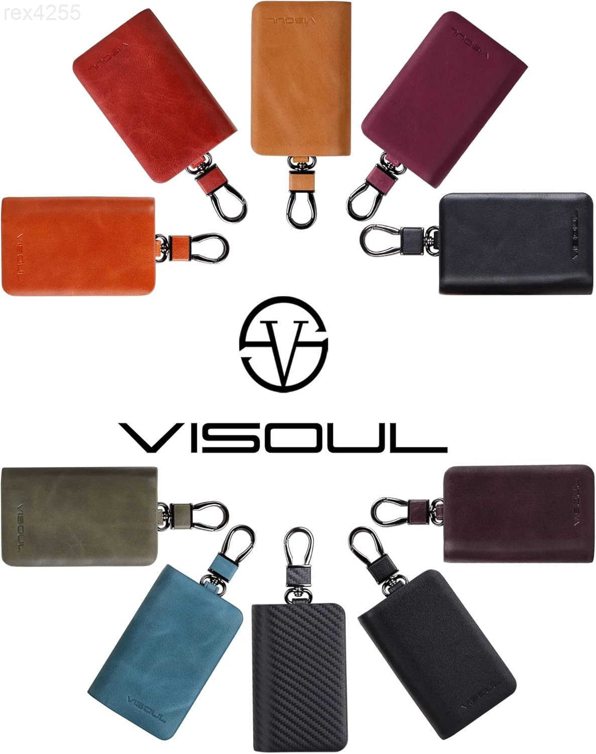 Car Key Case Holder Double Zipper Leather Car Smart Key Fob Case with Keychain for Men and WomenW250911