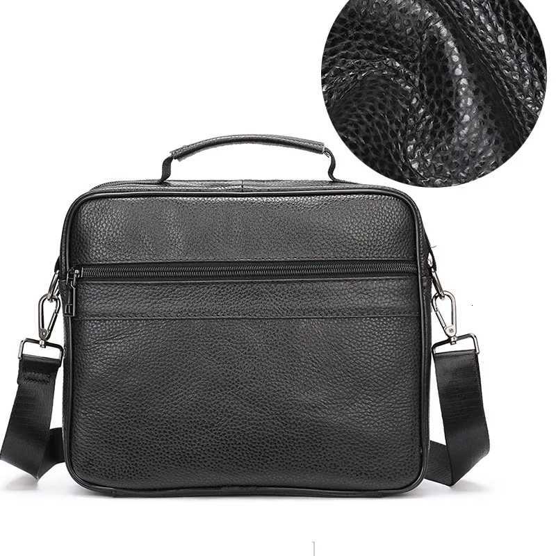 Genuine Leather Shoulder Bag for Men Black Cowhide Leather Handbag for Men Business Office Messenger Bag Male Crossbody Bag Z250906