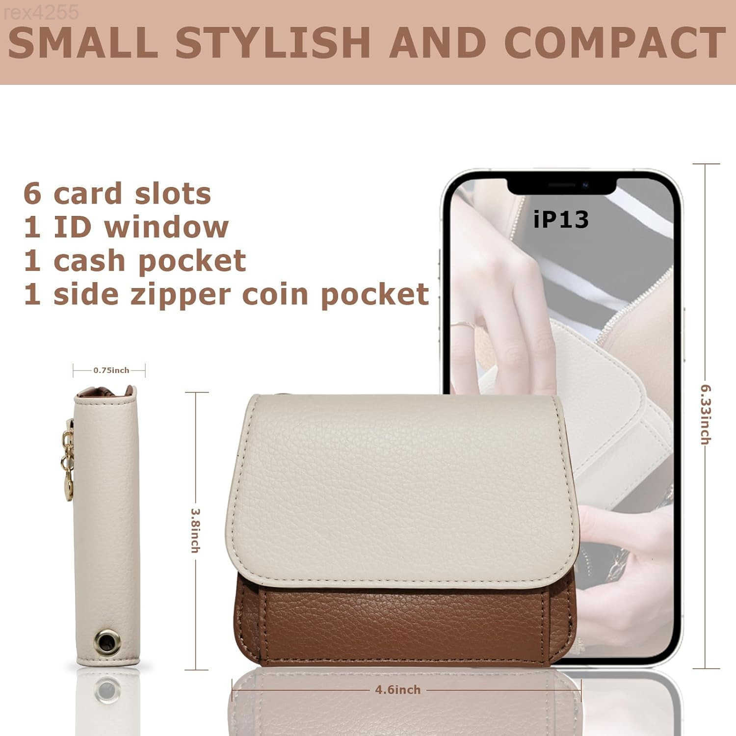 Small RFID Wallet for WomenSlim Wallet with Keychain TriFold Credit Card Holder Wallet with Zipper Coin Pocket and ID Window Mini Wallet for Travel or