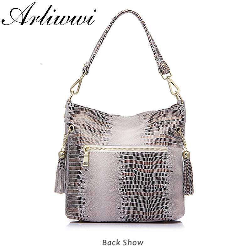 100% Genuine Women's Shoulder Handbags Shiny Emed Lady Suede Cowhide Real Leather Bags New Cross Body Bucket Bag