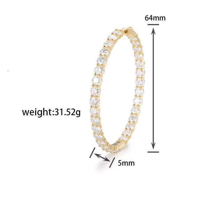 Big Hoop Women Sterling Sier Rose Gold 0.5ct Large Circle Moissanite Dia Earrings for Girl Men