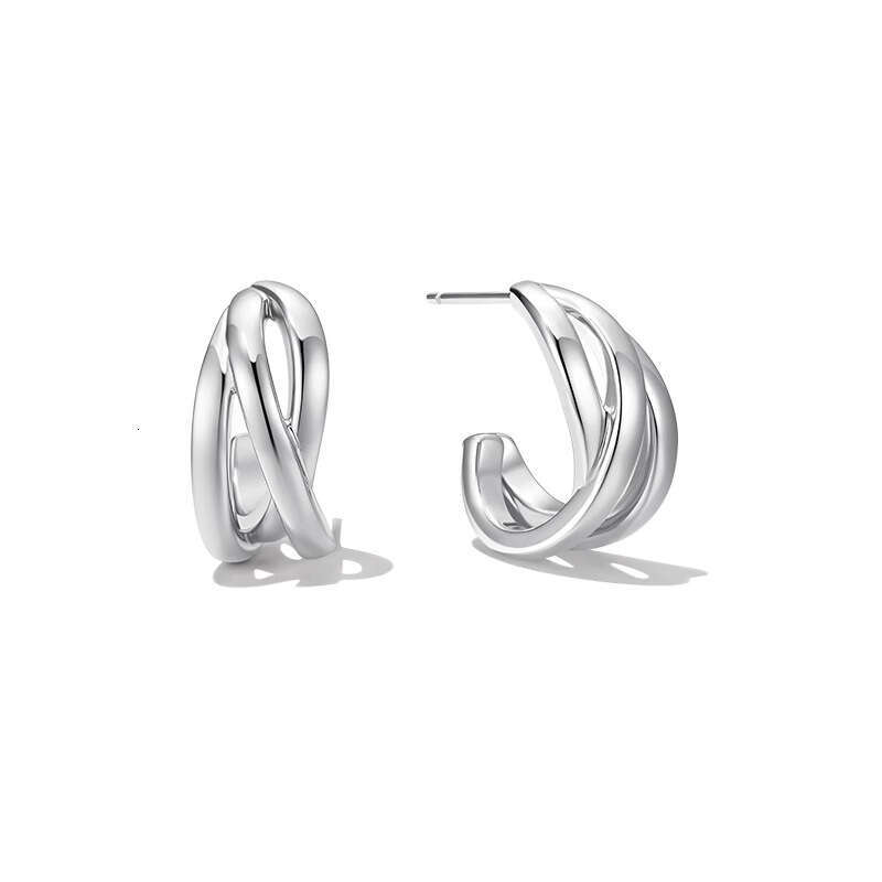 Wrapped Wave Line C-shaped for Women, Light High-end Design Sense Fashion Versatile Earrings Jewelry