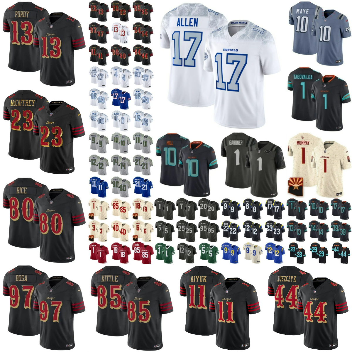 2025 Rivalries Collection Josh Allen Micah Parsons Jersey Brock Purdy Nick Bosa Christian McCaffrey George Kittle Kyler Murray Football Jerseys Mens Womens Kids