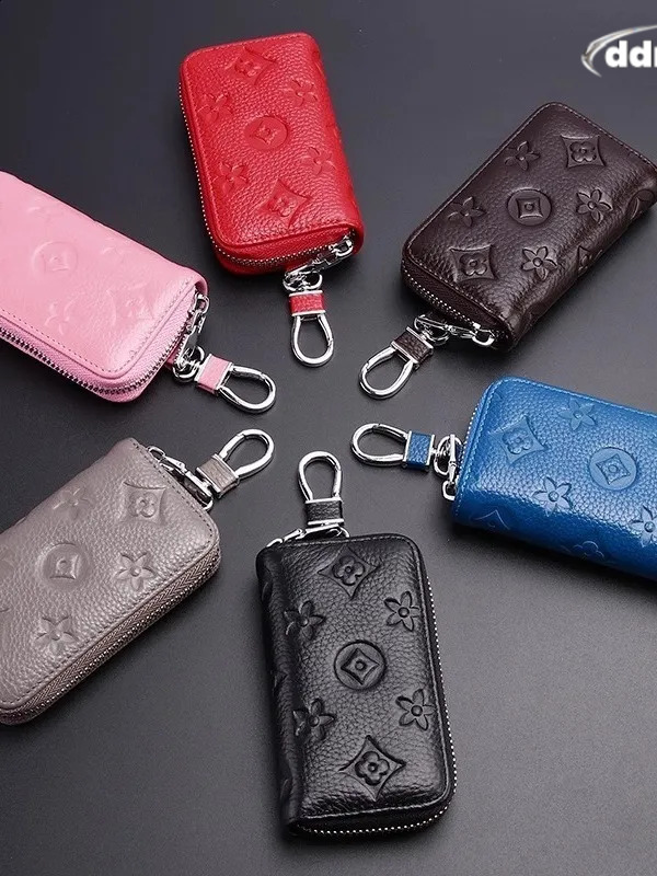 2025 Zipper Large Capacity Men Genuine Leather Multifunctional Practical Car Bag Cowhide Key Pouch 250818 TUES