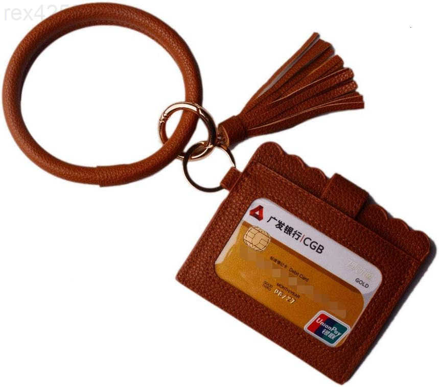 Multifunctional Bangle Key Ring Card Holder PU Leather Round Keychain With Matching Wristlet Wallet For Women GirlsW250911