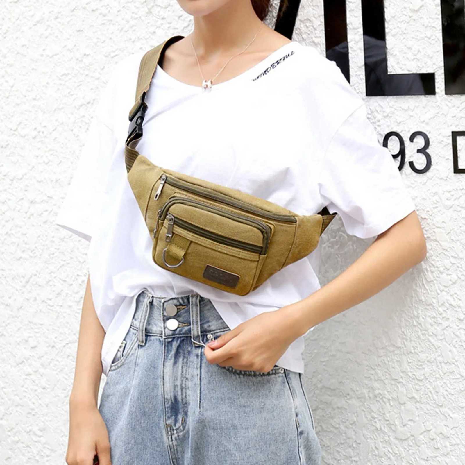 Sports Waist Packs Casual Canvas Hidden Antitheft Chest Bags Body Running for Men Women Tourist Cycle Crossbody Bag Pocket Z250911