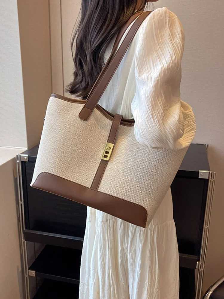 Women tote bag canvas bag fashion large capacity women tote bag popular women bag simple commuting with oneshoulder bag Z250911