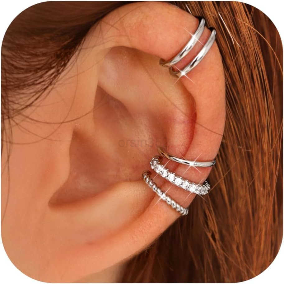 4 Pairs Ear Cuffs Non Piercing 14K Gold Plated Ear Cuff Earrings for Women Ear Cuff for Non Pierced Ears Clip on Cartilage Earring Adjustable Fake Ear