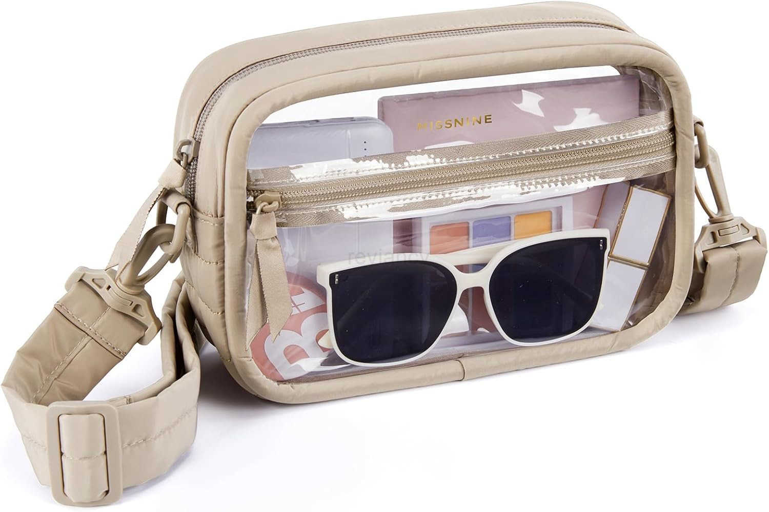 Missnine Clear Bag for Stadium Events Quilted Clear Purse for Women Stadium Approved PVC Crossbody Concert BagW250911