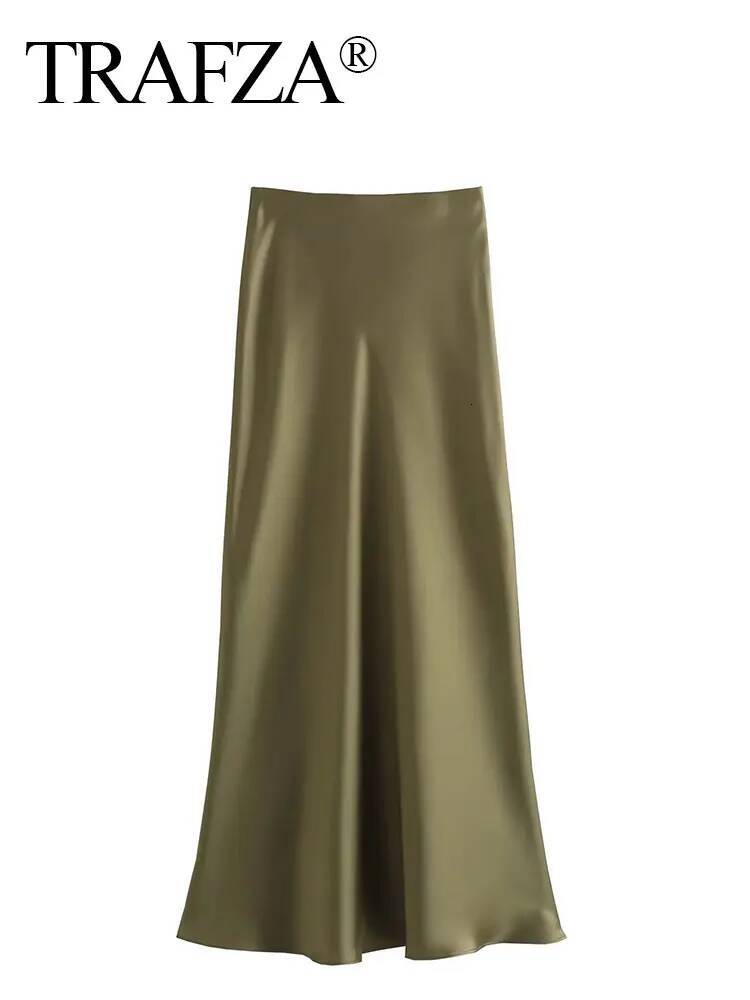 2024 Y2K Women Long Skirt Spring Elastic Waisted A-Line Casual Female Satin High Street Lady Skirts dongdumaoyi