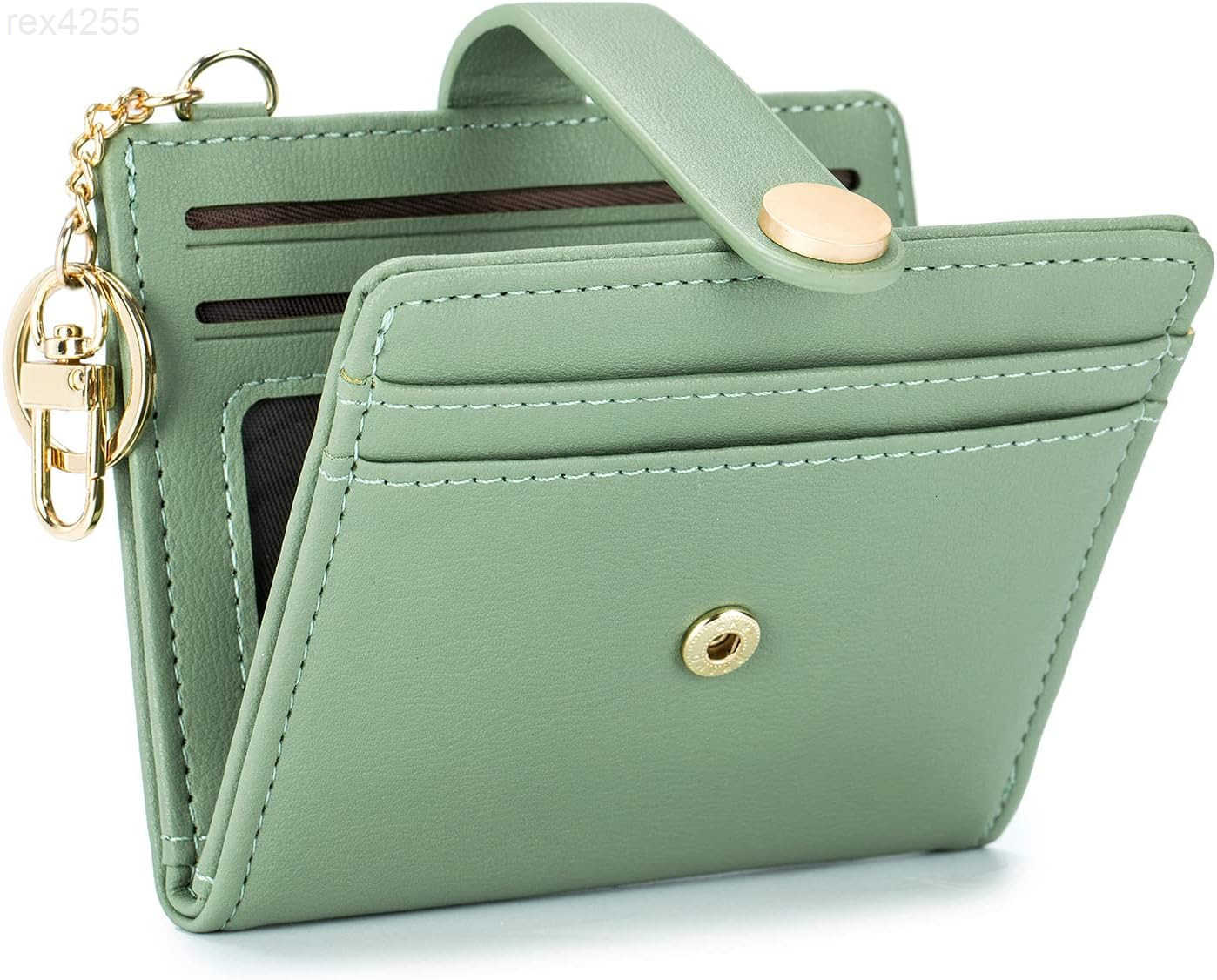 Slim Wallet for WomenRFID Blocking Bifold Credit Card Holder with Zipper Coin PocketID WindowKeychainW250911