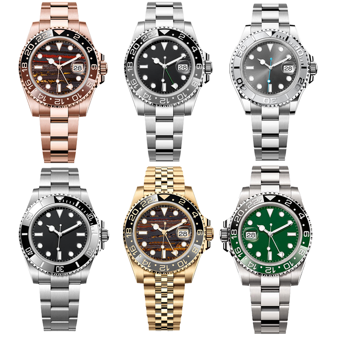 Luxury Wristwatch 41MM Steel Watch Big Automatic Mechanical Black Dial Sapphire Glass Date Ceramic Watches Men Stainless Wristwatches Bracelet new Glide Glasp