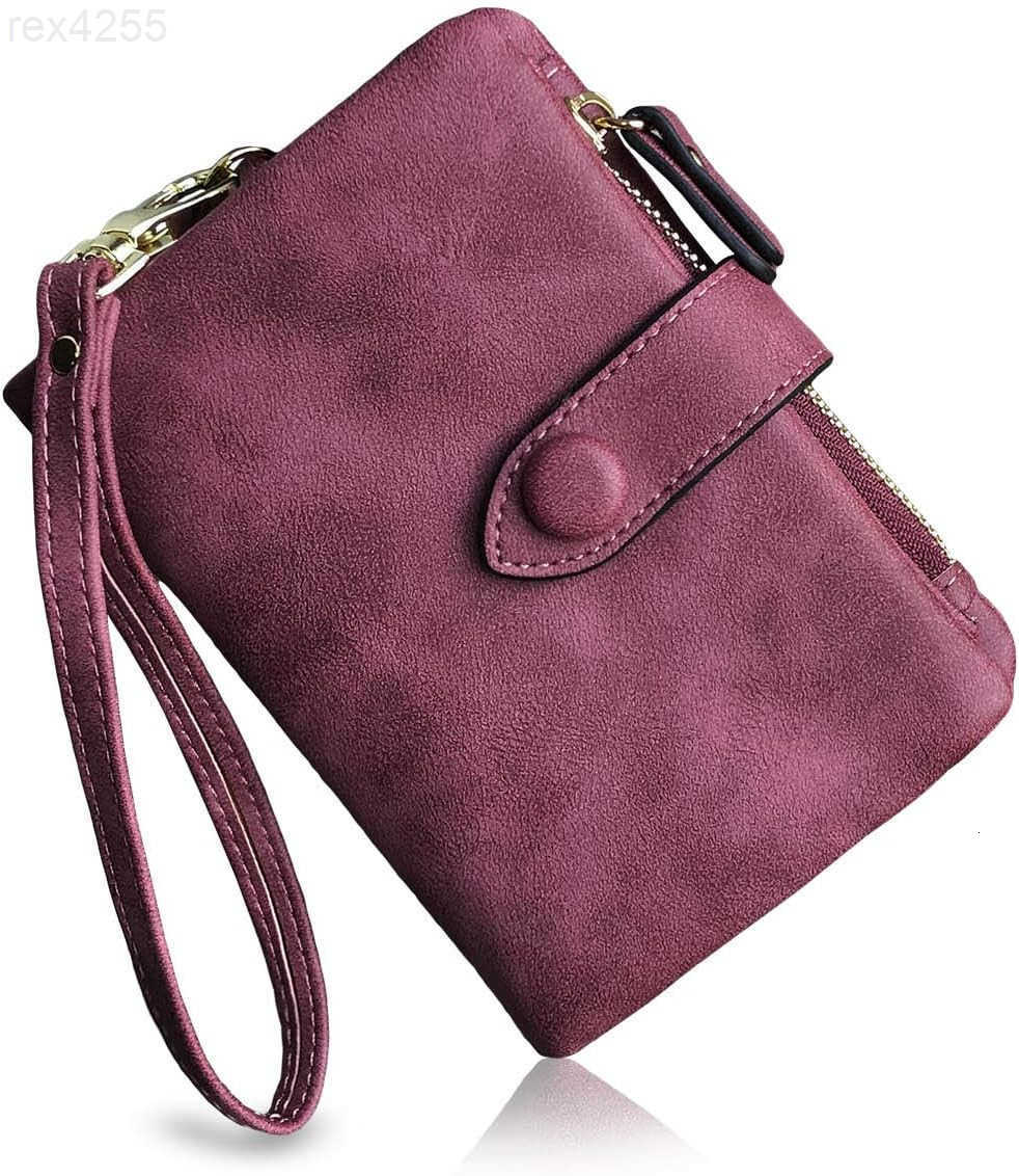 Womens Small Bifold Leather Wallets RFID Ladies Wristlet with Card Slots id Window Zipper Coin PurseW250911