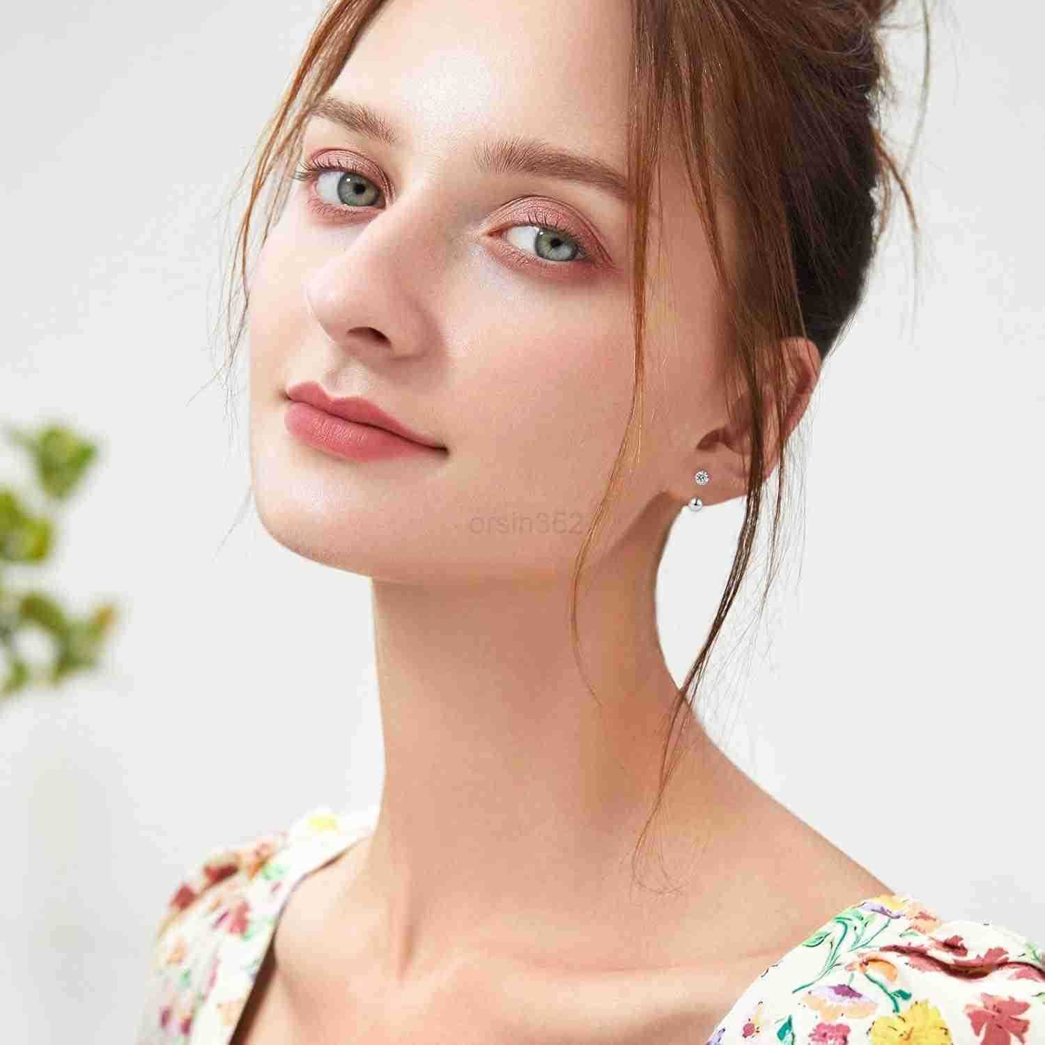 8mm Small Half Hoop Huggie Earrings for Women Teen Girls with Ball Screw Back 3mm CZ Open Hoop Earrings Cartilage Helix Piercing Ball Screw BacksW2509