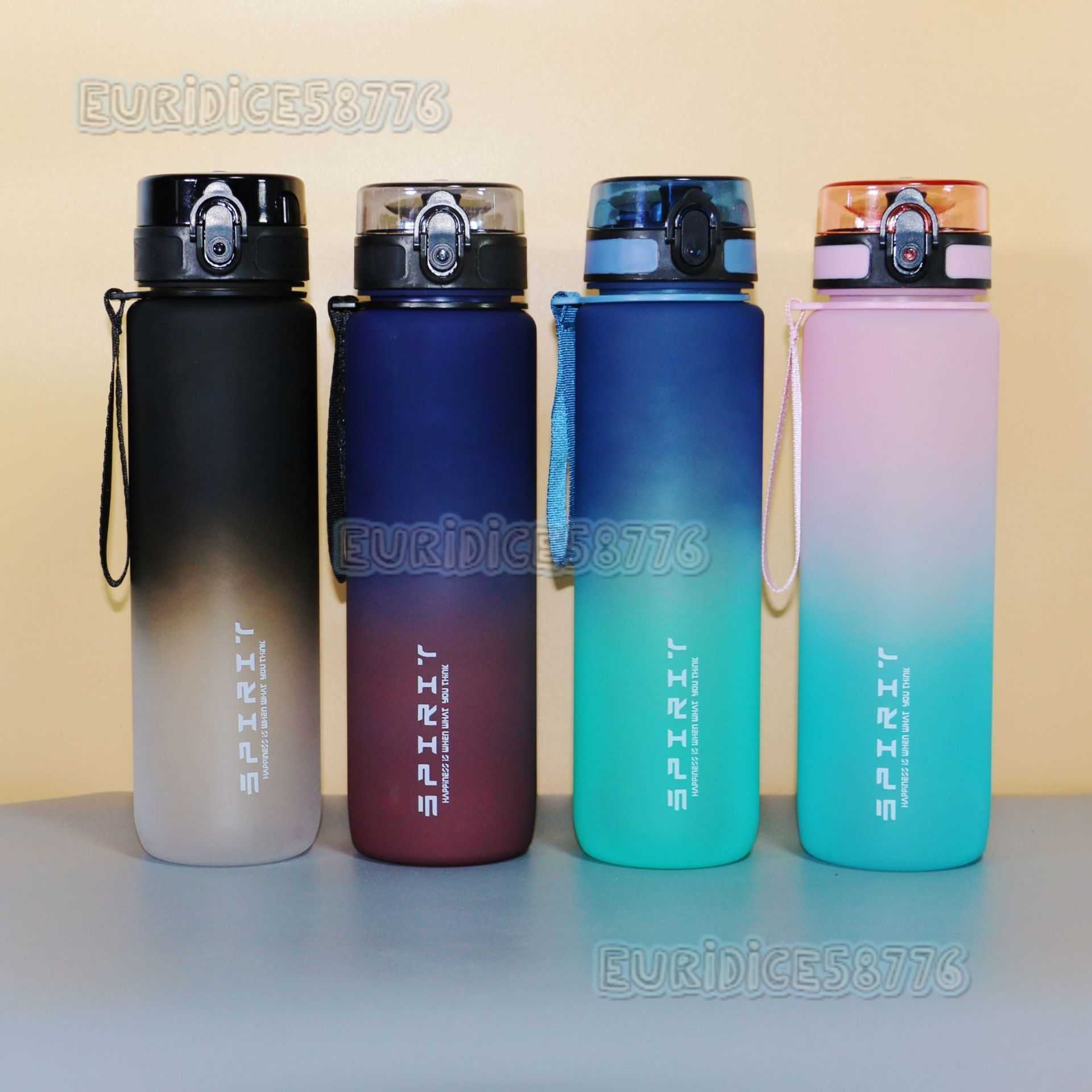 Gradient Portable Men and Women Students Sports Outdoor Large Capacity Water Bottle Plastic Water Cup Direct Drinking Multispecification Water Cup H25