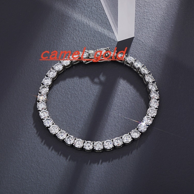 Luxury Jewelry Gold Plated Women Men Iced Out Jewelry Sparkle 4.0mm Moissanite Tennis Chain Bracelet