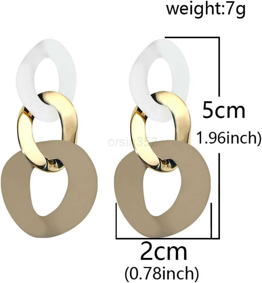 Charm Elegant Hollow Color Chain Acrylic Geometric Temperament Dangle Drop Earrings Bohemian Minimalist Hypoallergenic Jewelry GiftW250911